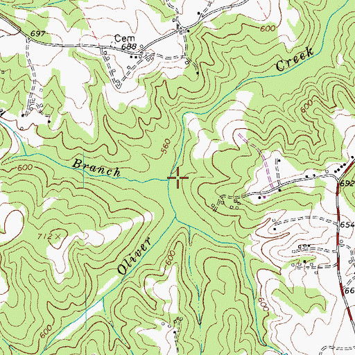 Topographic Map of Grassy Branch, VA