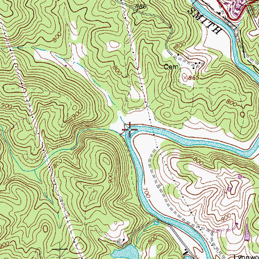 Topographic Map of Grassy Creek, VA