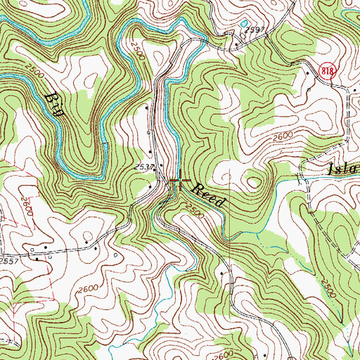 Topographic Map of Grassy Creek, VA
