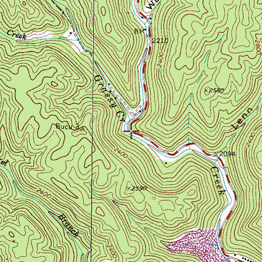 Topographic Map of Grassy Creek, VA