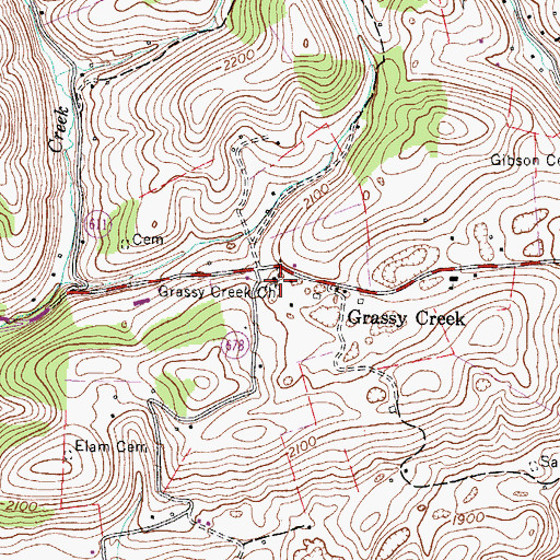 Topographic Map of Grassy Creek Church, VA