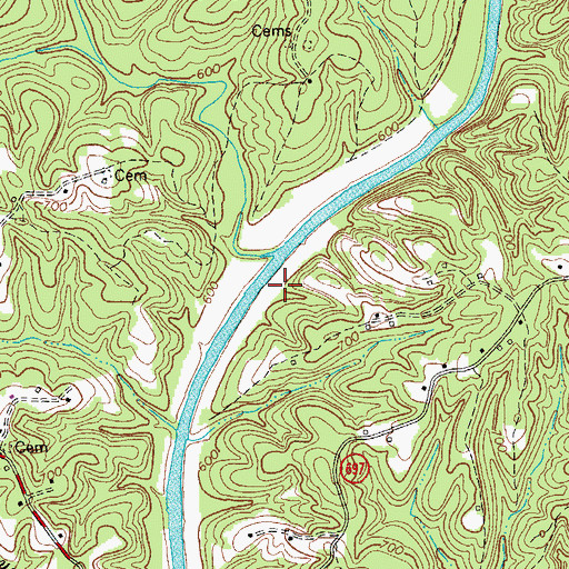 Topographic Map of Grassy Fork, VA