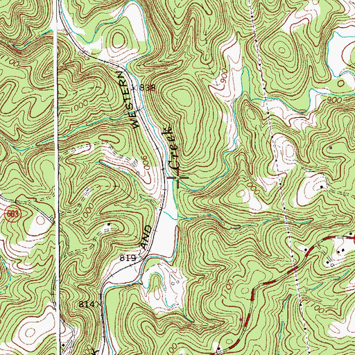 Topographic Map of Grassy Fork, VA