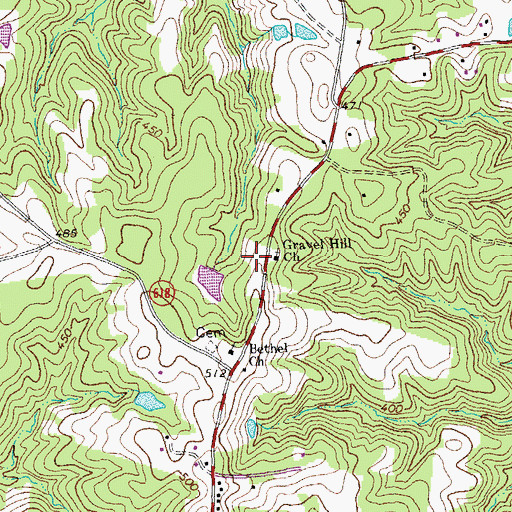 Topographic Map of Gravel Hill Church, VA