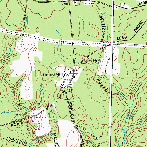 Topographic Map of Gravel Hill Church, VA