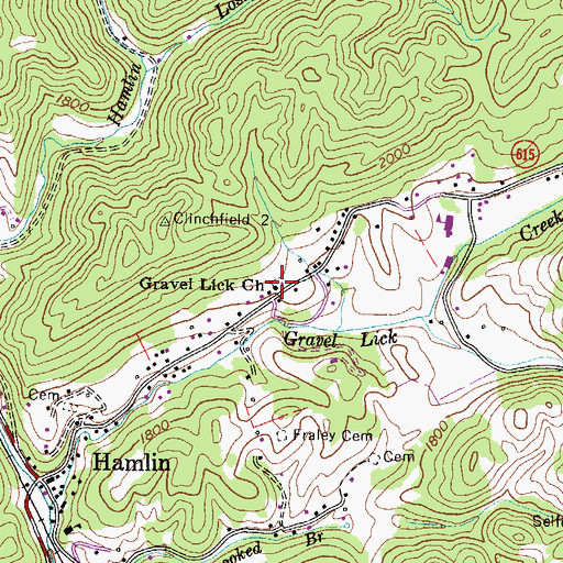 Topographic Map of Gravel Lick Church, VA