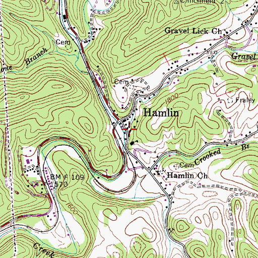 Topographic Map of Gravel Lick Creek, VA