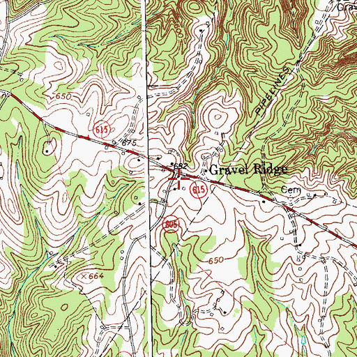 Topographic Map of Gravel Ridge, VA