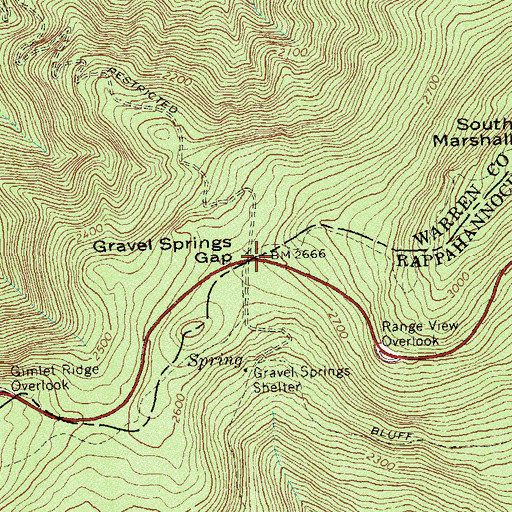 Topographic Map of Gravel Springs Gap, VA