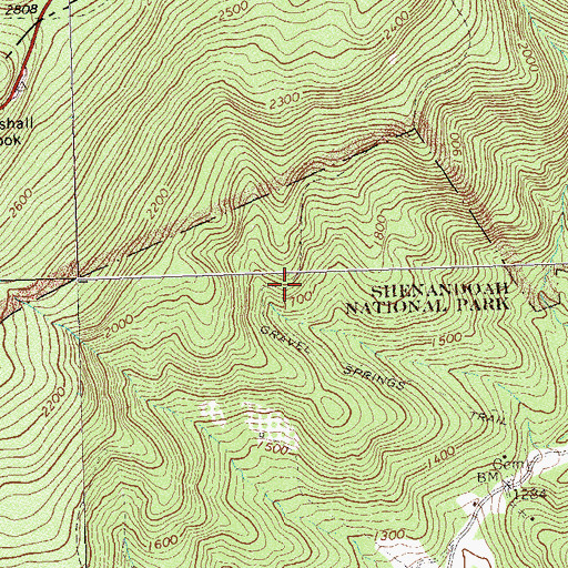 Topographic Map of Gravel Springs Trail, VA
