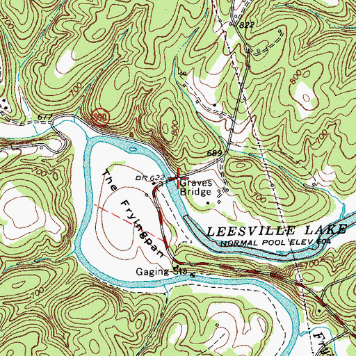 Topographic Map of Graves Bridge, VA
