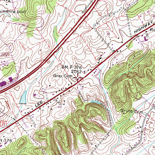 Topographic Map of Gray Cemetery, VA