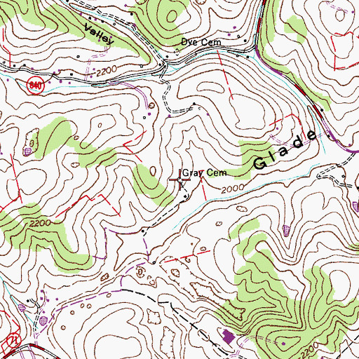 Topographic Map of Gray Cemetery, VA