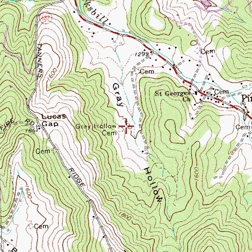 Topographic Map of Gray Hollow Cemetery, VA
