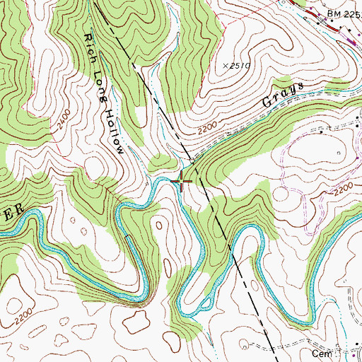 Topographic Map of Grays Branch, VA