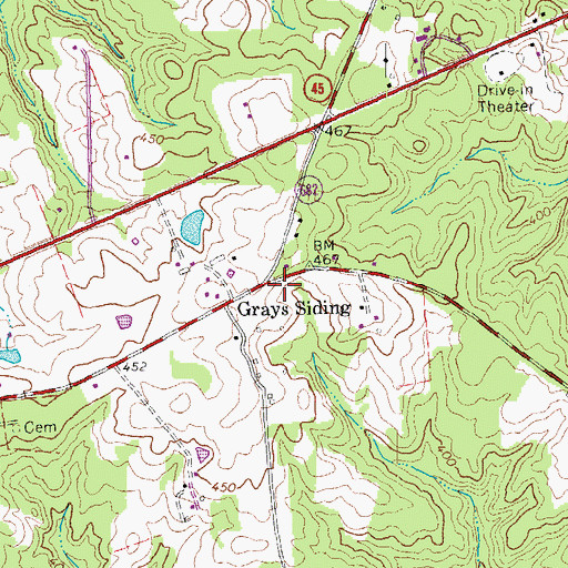 Topographic Map of Grays Siding, VA