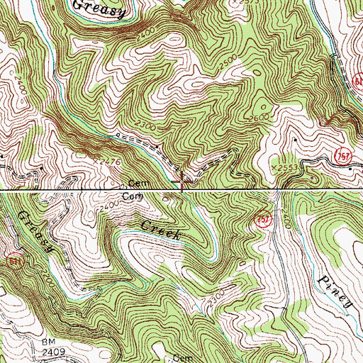 Topographic Map of Greasy Creek, VA