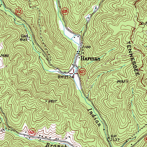 Topographic Map of Greasy Creek, VA