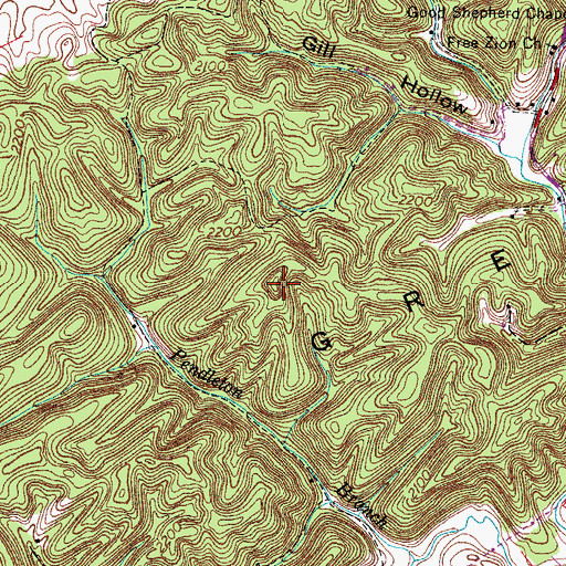 Topographic Map of Great Knobs, VA