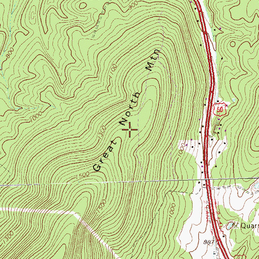 Topographic Map of Great North Mountain, VA