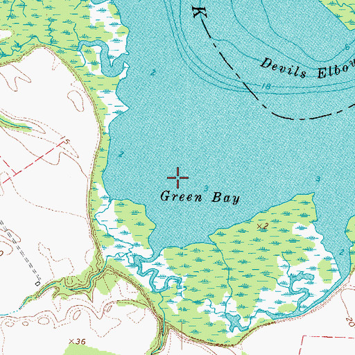 Topographic Map of Green Bay, VA