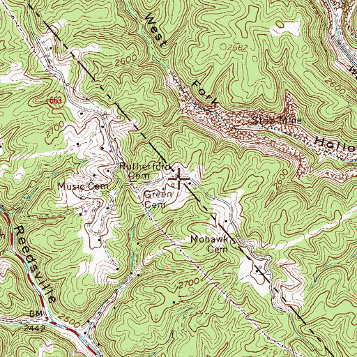 Topographic Map of Green Cemetery, VA