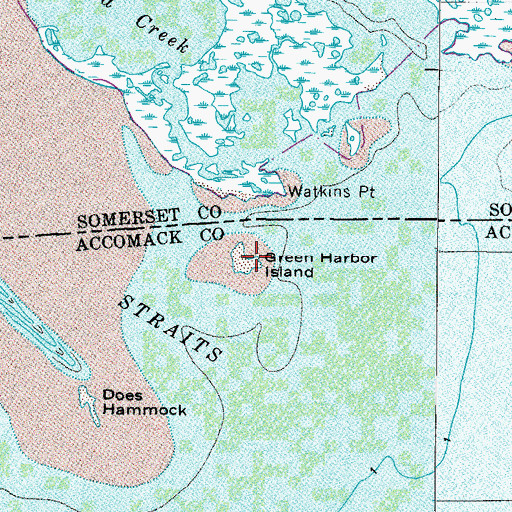 Topographic Map of Green Harbor Island, VA