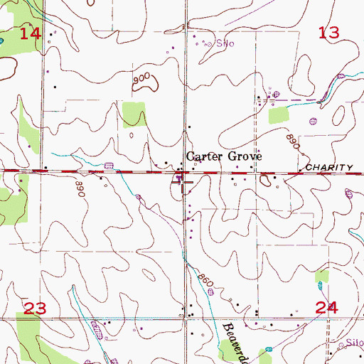 Topographic Map of Carter Grove Church, AL