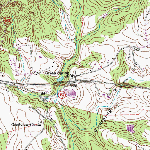 Topographic Map of Green Spring Church, VA