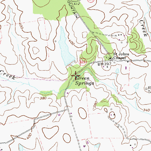 Topographic Map of Green Springs, VA