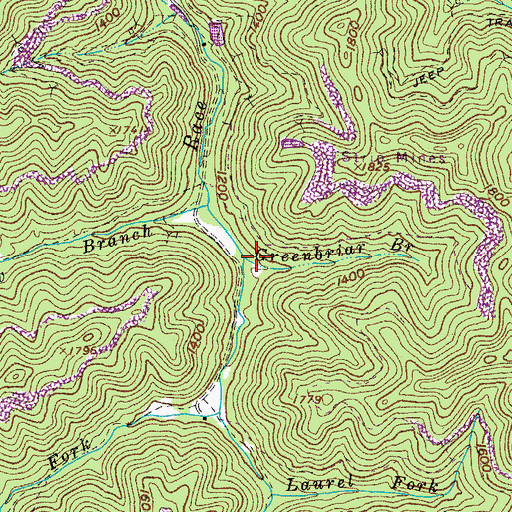 Topographic Map of Greenbriar Branch, VA