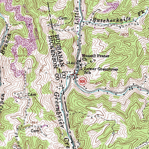 Topographic Map of Little Greenbrier Creek, VA