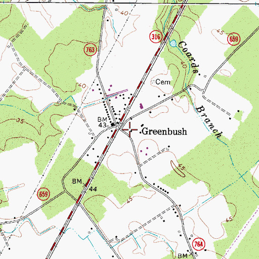 Topographic Map of Greenbush, VA