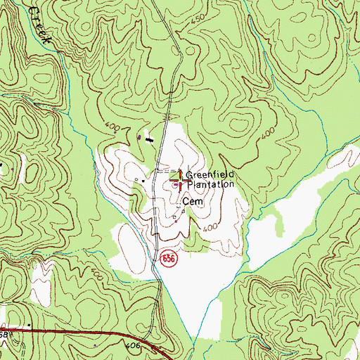 Topographic Map of Greenfield Plantation, VA