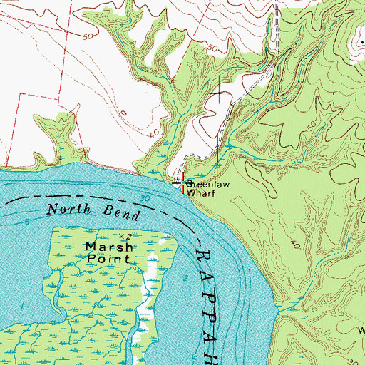 Topographic Map of Greenlaw Wharf, VA