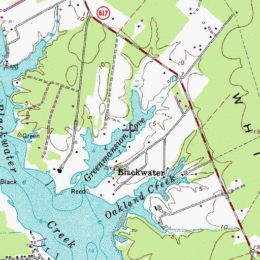 Topographic Map of Greenmansion Cove, VA