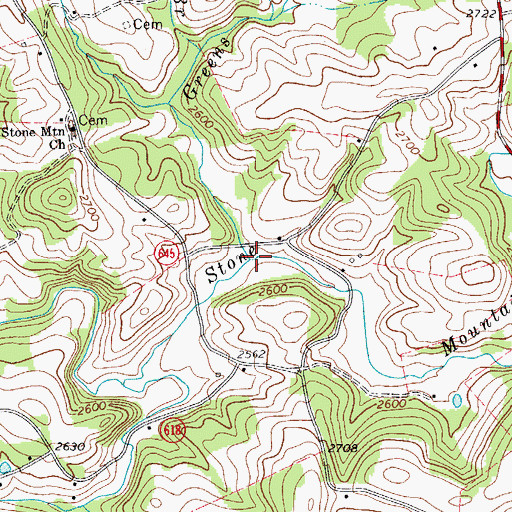 Topographic Map of Greens Creek, VA