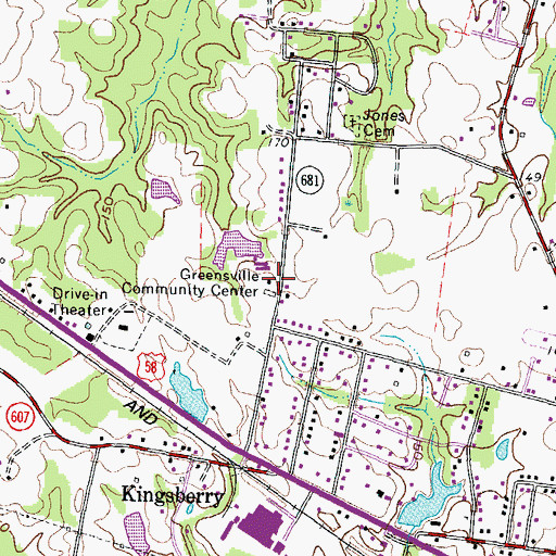 Topographic Map of Greensville Community Center, VA