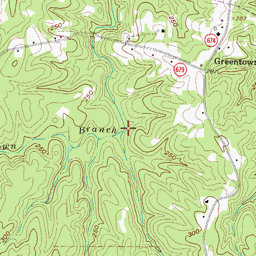 Topographic Map of Greentown Branch, VA