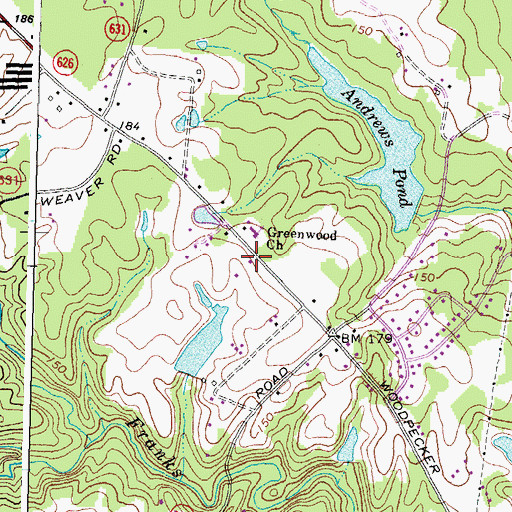 Topographic Map of Greenwood Church, VA