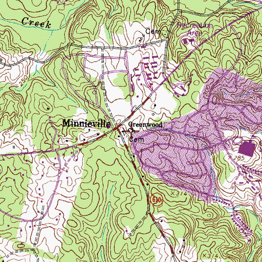 Topographic Map of Greenwood Church, VA