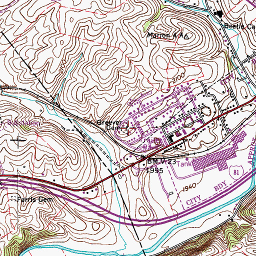 Topographic Map of Greever Cemetery, VA