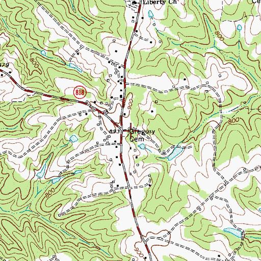 Topographic Map of Gregory Cemetery, VA