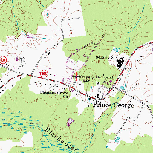 Topographic Map of Gregory Memorial Chapel, VA
