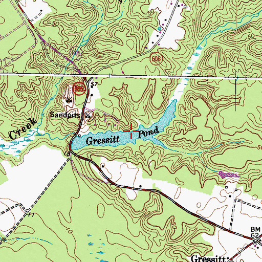 Topographic Map of Gressitt Pond, VA