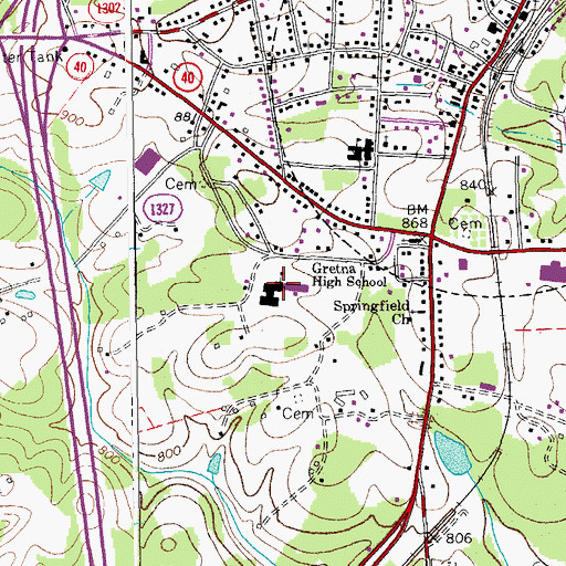 Topographic Map of Gretna High School, VA