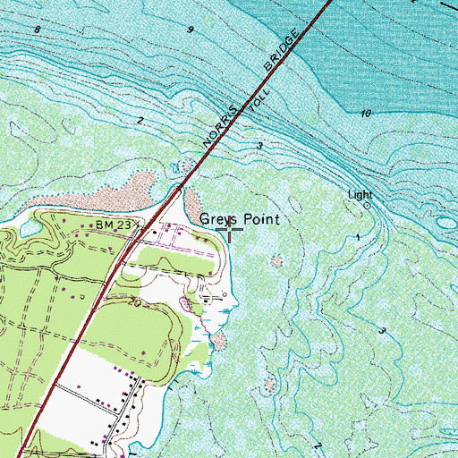Topographic Map of Greys Point, VA