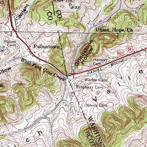 Topographic Map of Grindstone Hollow, VA
