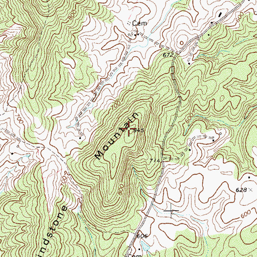 Topographic Map of Grindstone Mountain, VA