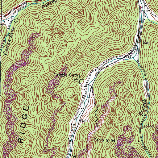 Topographic Map of Grizzle Cemetery, VA
